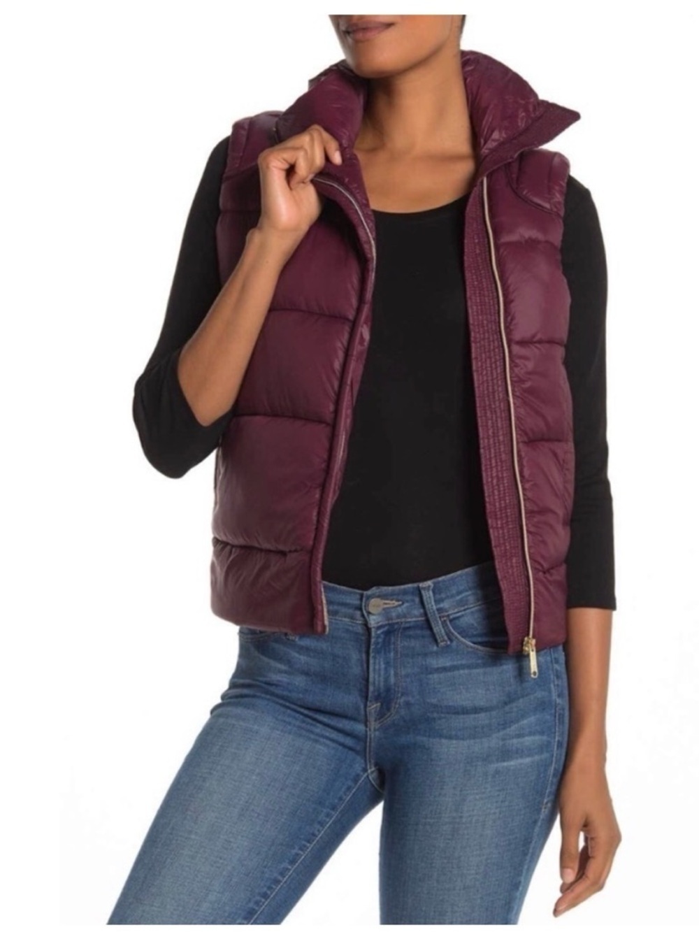 Sam Edelman Women's Burgundy / Deep Plum Quilted Puffer Vest